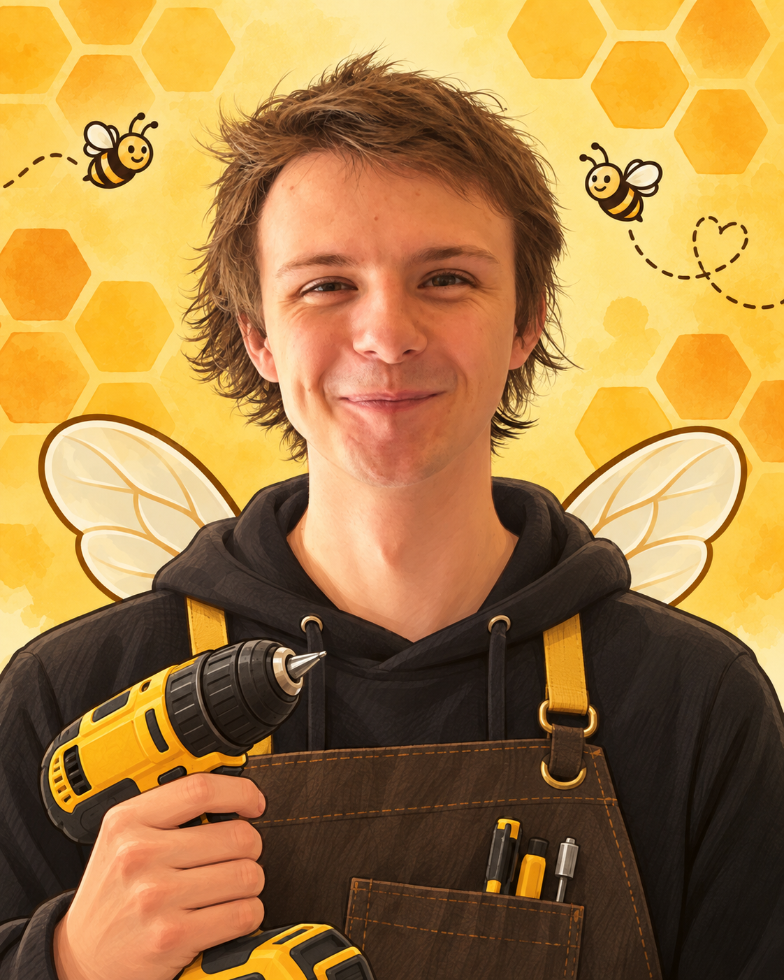 Jason in an illustrated bee-themed portrait